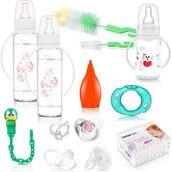 Şeffaf Unisex Bebek Biberon ve Emzik Seti, Doğum Hediyesi, Yenidoğan Hediye - Ahşap