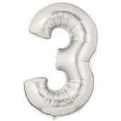Şekilli 3 Numara Supershape Silver Rakam Folyo Balon