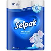 Selpak 12'li Rulo Kağıt Havlu 4 Adet 3 Katlı Ultra Emici ve Dayanıklı Kağıt - Beyaz