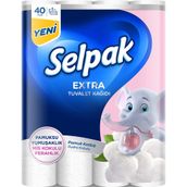 Selpak Extra Pamuk Katkılı ve Pudra Kokulu 40'lı Tuvalet Kağıdı (3 adet)