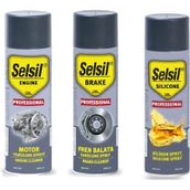 Selsil Oto Bakım Seti Motor Temizleme Spreyi 500 Ml, Silikon Sprey 500 Ml, Fren Balata Spreyi 500 Ml 1 adet