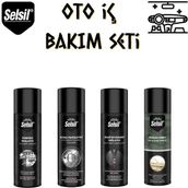 Selsil Oto Iç Bakım Seti 4 Parça (Klima-Torpido-Kemer-Silikon Spreyi) - Oto İç Bakım Seti - Şeffaf