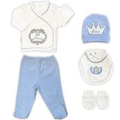 Sema Baby Mavi Prens Lüks 5 Parça Hastane Çıkışı Zıbın Seti