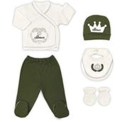 Sema Baby Yeşil Prens Lüks 5 Parça Hastane Çıkışı Zıbın Seti