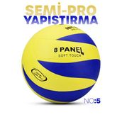 SEMİ-PRO Voleybol Topu Lamineli Beton Zemin SoftTouch İç-Dış Mekana Uygun 8 Panel Sarı-Mavi GSV103