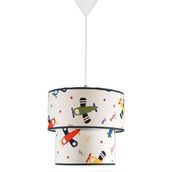 Şenay Aydınlatma Beyaz Uçak Renkli Çocuk Odası İkili Silindir Kumaş Sarkıt Avize