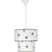 Şenay Aydınlatma Gri Beyaz Yıldız Çocuk Odası İkili Silindir Kumaş Sarkıt Avize