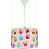 Şenay Aydınlatma Pembe Cupcake Çocuk Odası Silindir Kumaş Sarkıt Avize