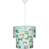 Şenay Aydınlatma Sarkıt Yeşil Arabalar Beyaz Çocuk Odası İkili Silindir PVC Avize