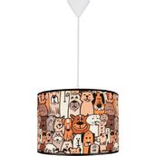 Şenay Aydınlatma Sevimli Köpekler Kahverengi Çocuk Odası Silindir Kumaş Sarkıt Avize