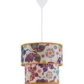 Şenay Aydınlatma Turuncu Kelebek Çocuk Odası İkili Silindir Kumaş Sarkıt Avize