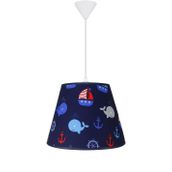 Şenay Lacivert Balina Aydınlatma Çocuk Odası Silindir Kumaş Avize Sarkıt