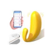 Sens Telefon Kontrollü Şarjlı G Nokta ve Klitoris Uyarıcı 2 in 1 Giyilebilir Mini Vibratör, 9 Titreşim Modu, USB Şarjlı, Su Geçirmez IPX7, Telefon Uygulama Kontrolü, Sarı Renkli Teknolojik Vibratör