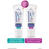 Sensodyne 75 ml Klinik Beyazlık Çay Kahve ve Tütün Lekelerine Karşı Diş Macunu + 75 ml Güçlü Diş Minesi Diş Macunu