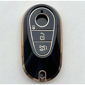 Şenyıldız Aksesuar Mercedes Benz C S Sınıf W206 W223 S350 C260 C300 S400 S450 S500 Lüks Anahtar Koruma Kılıfı - Siyah