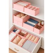 Serstil 6'lı Çekmece Içi Düzenleyici Organizer Set - Çok Amaçlı Dolap Içi Kutu Seti - Pembe Benekli