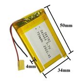 Sertec 383450 3.7V 750mAh Devreli Li-Polymer Pil