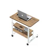 Servetavcı Laptop Sehpası Yükseklik Ayarlı Ve Çift Raflı Laptop Sehpası Ve Çalışma Masası - Atlantik Çam Beyaz (Tekerli) 70X40