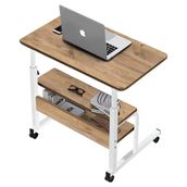 servetavcı servetavcı Esil Yükseklik Ayarlı ve Çift Raflı Laptop Sehpası ve Çalışma Masası - Atlantik Çam Beyaz (Tekerli) 70 x 40 cm - 70x40 - Atlantik Çam - Beyaz
