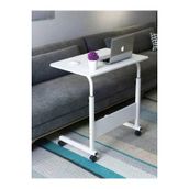 Servetavcı Yükseklik Ayarlı Laptop Sehpası Ve Çalışma Masası - Beyaz (Tekerli) Oval Kenar - 70X40