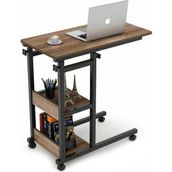 servetavcı Yükseklik Ayarlı Raflı Laptop Sehpası ve Çalışma Masası - Ceviz (Tekerli) - 70 x 40 cm