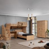 Setay Aura Genç/çocuk Odası Takımı, Aura Ranza Karyola Masa + 3 Kapılı Dolap - 90 x 200 cm - Açık Ceviz