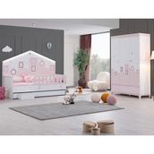 Setay City Montessori Çocuk Odası Takımı - 3 Kapaklı Dolap, Yavrulu Yatak - Pembe
