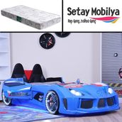 Setay Mobilya Audi Full Ledli Koltuklu Mavi Arabalı Yatak