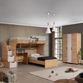 Setay Ranza, Aura Ranza Karyola Masa 3 Kapaklı Dolap, Aura Genç/çocuk Odası Takımı - Ceviz - 90 x 200 cm