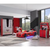 Setay Sports Çocuk Odası Takımı, Kırmızı - Audi Arabalı Yatak - Dolap - Masa - Şifonyer