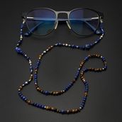 Seven Art Jewelry Orijinal Doğal Taş Lapis Kaplan Gözü Gümüş Gözlük İpi