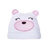 Sevi Bebe Beyaz Pembe Ayıcıklı Şapka Bebek Şapka