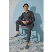 Sevim Erkek Uzun Kol Füme Pijama Takımı C9T4N4O7 FÜME XL