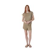 Sevim Kadın Kısa Kol Yağ Yeşili Şortlu Pijama Takım C4T0N551 Yağ Yeşili S