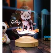 Sevimli Kurt Çocuk Odası Gece Lambası, Kurt Köpeği Bebek Doğum Günü Hediyesi, İsimli Çocuk Hediyesi (Küçük Boy)