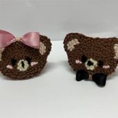 Sevimli Teddy Bear Saç Tokası Seti, Kahverengi Örgü, Pembe ve Siyah Fiyonklu, 2 Parça