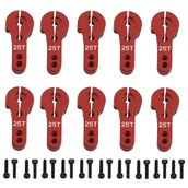 Share Goo 10 ADET 25T Alüminyum Servo Kornalar Kollar M3 Dişli Metal Direksiyon Kolu RC Araba Kamyon Buggy Uçak için - Kırmızı