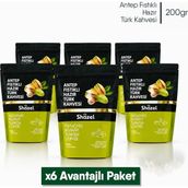 Shazel Antep Fıstıklı Hazır Türk Kahvesi | Doypack | 200 gr | 6 Adet