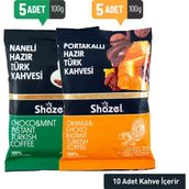 Shazel Portakallı ve Naneli Hazır Türk Kahvesi Karma Paket 5x 100 gr + 5x 100 gr - 1 kg