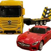 Shem Rastar R/C Uzaktan Kumandalı Mercedes Actros Tır + Amg Gt Araba - Sarı