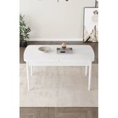 Shoovvel Vena Beyaz Mdf 70X114 Ahşap Ayaklı Açılır Üst Kalite Mutfak Masası, Yemek Masası, Salon Masası Beyaz