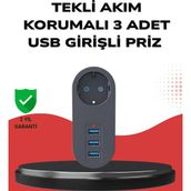 Shopwave Isıya Dayanıklı 3 USB Portlu Güvenlikli Priz – Akıllı Enerji Yönetimi