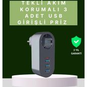 Shopwave Termal Akım Korumalı 3 USB'li Güvenli Priz – Akıllı Akım Dengeleme
