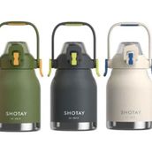Shotay 1000 ml Yeşil Phone Holder Matara Çelik Termos