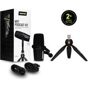 Shure Siyah Mv7 Podcast Mikrofonu & Tripod, Mv7-K-Bndl