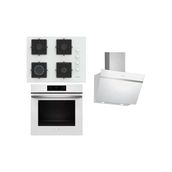 Siemens Beyaz Ankastre Set (HJ852GYW0T Kendini Temizleyen Fırın EO7C2PP30O 67 cm Ocak LC66KPJ20T Davlumba)