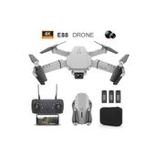 Sightzer E88 Drone 4K Hd Çift Kamerali Drone App Kontrol Wifi Li Katlanabilir Quatcopter X3 Batarya Gri E88DRONE