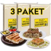 Silifke Yufka Böreklik Yufka, Baklavalık Yufka ve Soğuk Sütlü Baklavalık Yufka - 3 Paket - 3 Tepsilik (±2700GR)
