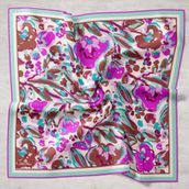 Silk Home 11405-23 Kahve-Mor Desenli Tivil İpek Eşarp