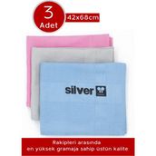 Silver Home 3'lü 42x68 cm Mikrofiber Dekoratif Cam Bezi